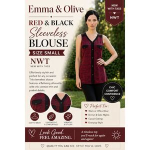 Red & Black Sleeveless Blouse